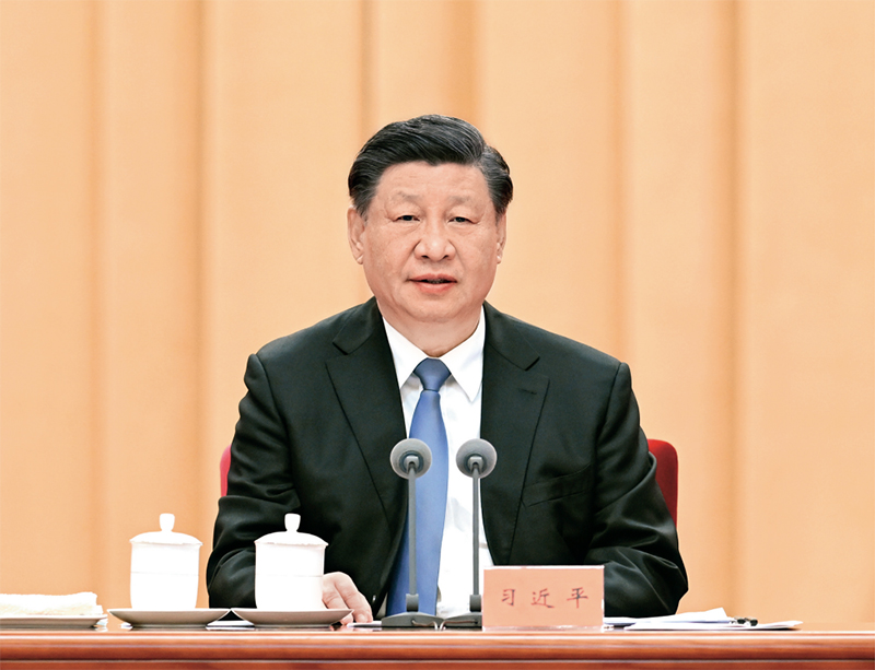 2023年1月9日，中共中央總書記、國家主席、中央軍委主席習(xí)近平在中國共產(chǎn)黨第二十屆中央紀(jì)律檢查委員會第二次全體會議上發(fā)表重要講話。 新華社記者 張領(lǐng)/攝